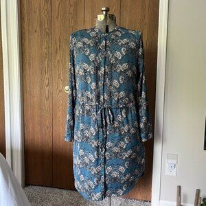 Banana Republic Blue Floral Long Sleeve Dress